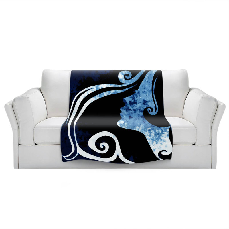 Hand Woven Throw Blanket, 51" x 60", Blue