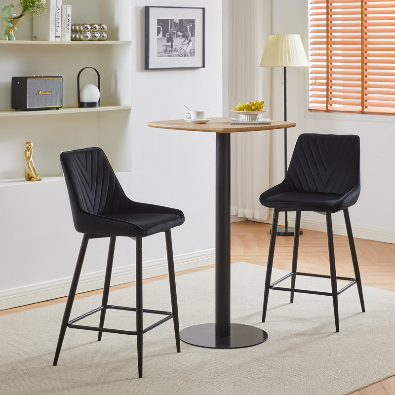 Slivno Upholstered Counter Stool with Metal Frame, Black