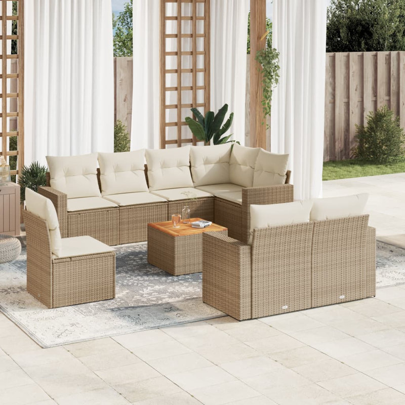 Ensemble de canapé de jardin Vidaxl beige et brun