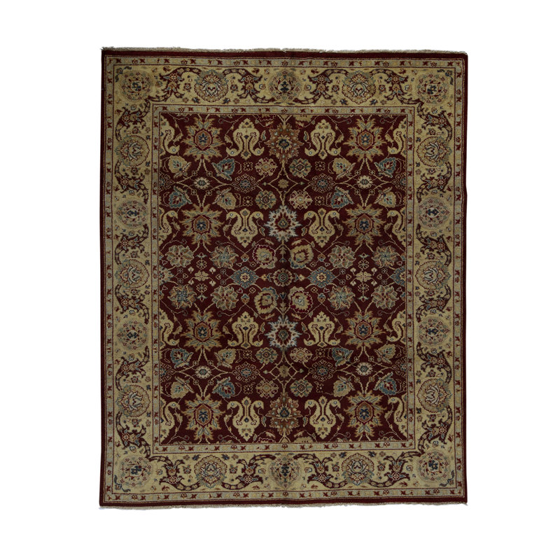 Tapis rouge et or de haute qualité noué à la main