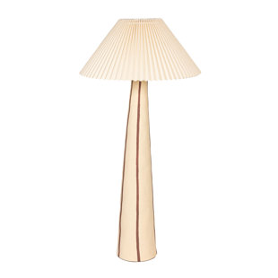 Chloe Stoneware Floor Lamp with Tapered Base and Pleated Shade