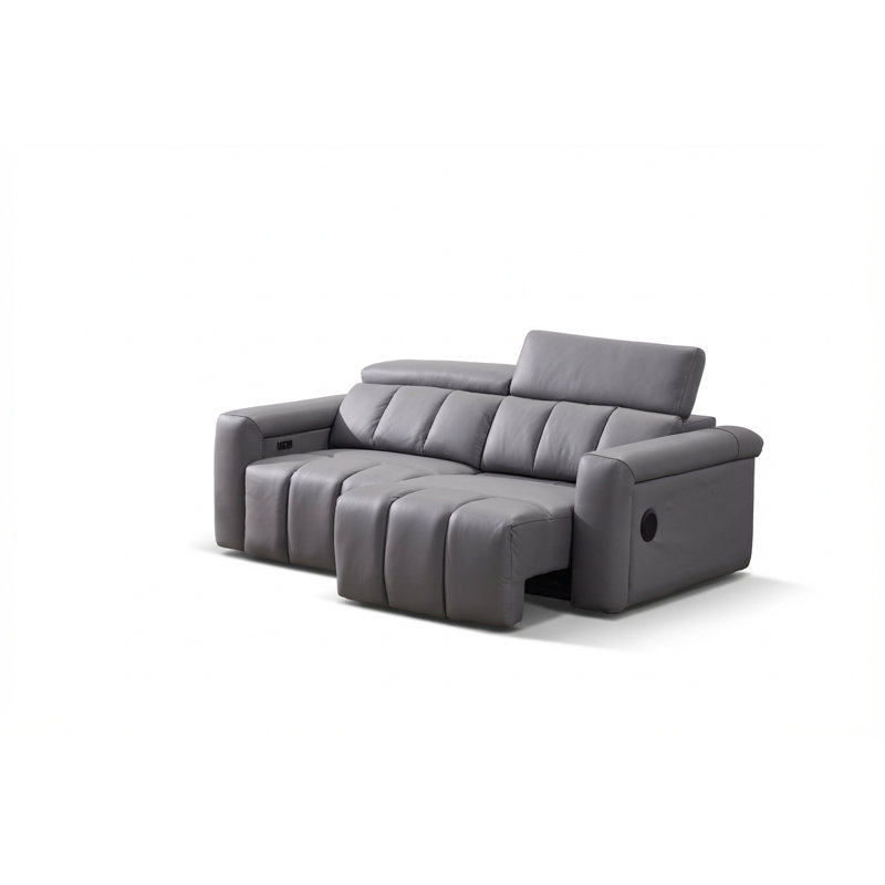 Dallas Leather 3 Seater Power Recliner Sofa, Grey