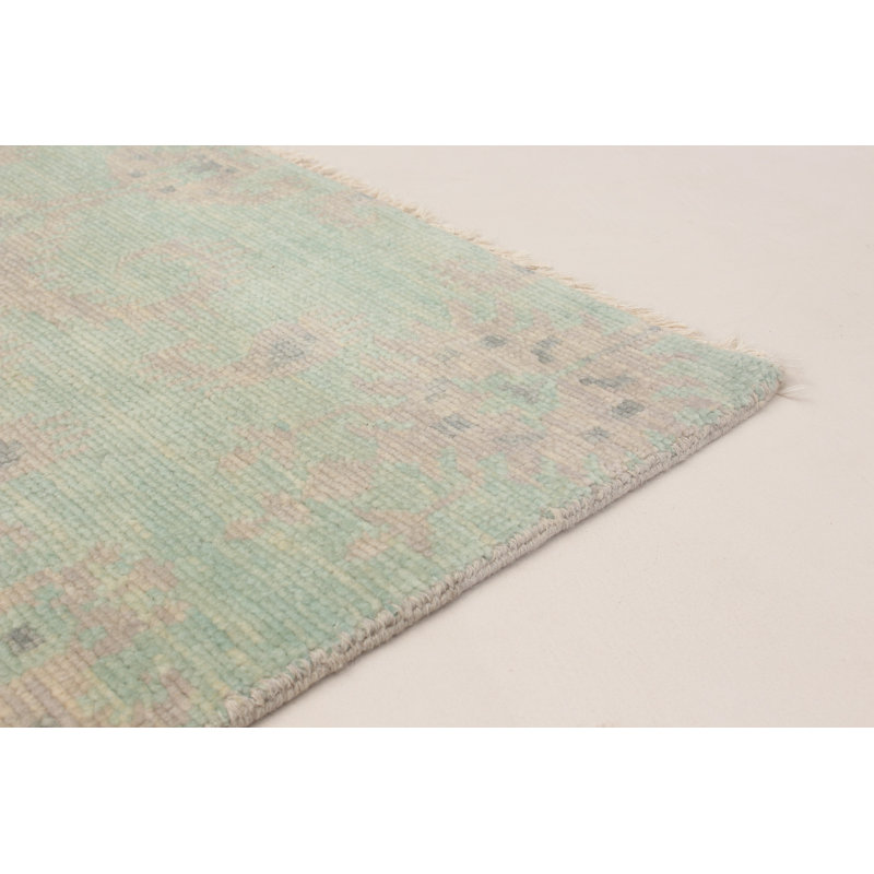 Tapis à main one-of-kind-noué la 2010 ushak cyan 8 pi 2 po x 10 pi zone de laine 2 po Donahoe