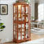 Vitrine antique avec portes en verre et tablettes réglables - chêne foncé