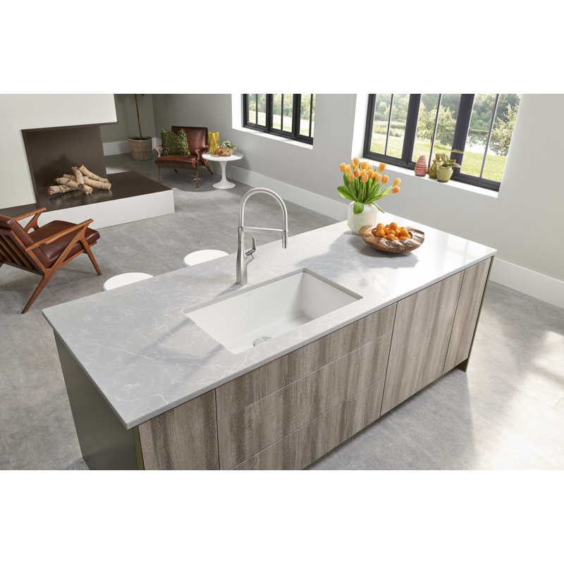 Precis SILGRANIT 32" L X 19" W Super Single Undermount Kitchen SInk, Café Brown