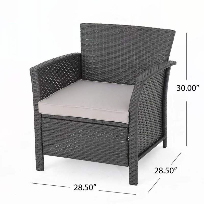 Fauteuil club d'extérieur en rotin PE, Gris