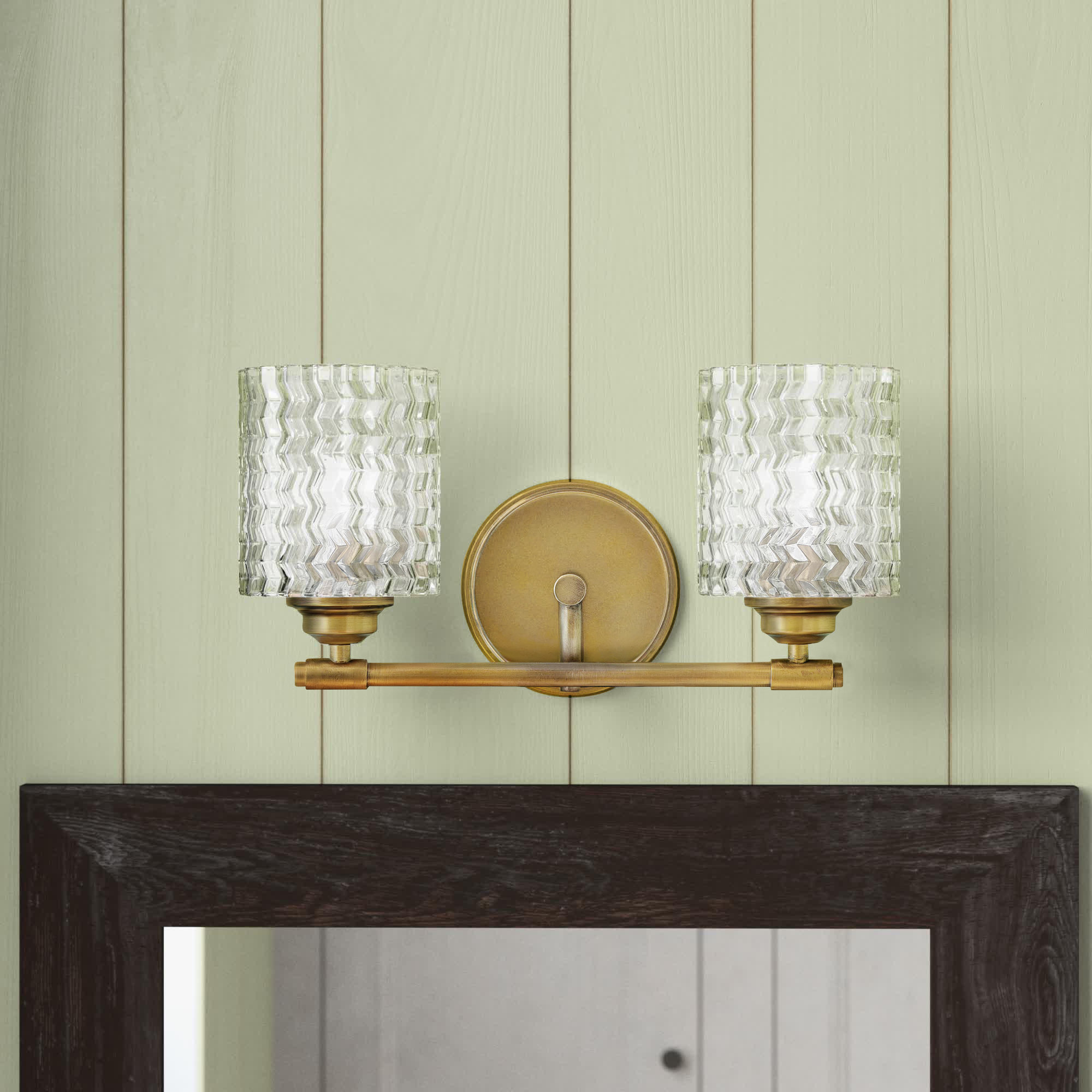 Shannon 2 Light Dimmable Vanity Light, Heritage Brass