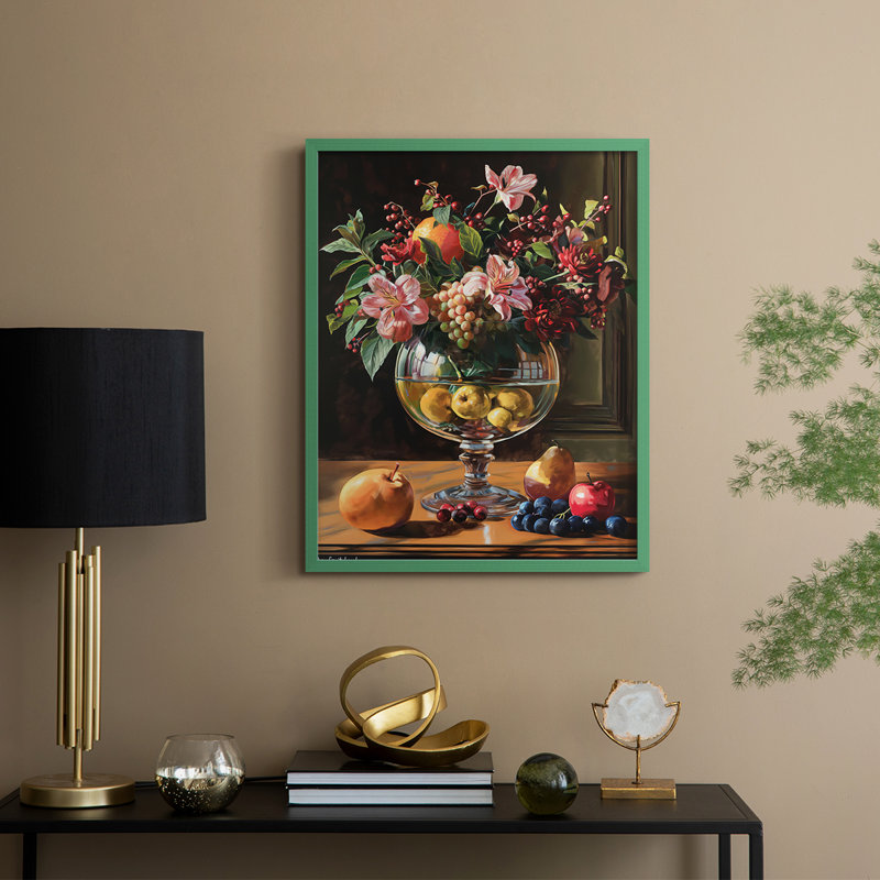 Reproduction encadrée FLORAL Series DCCXL - bois massif, H 15 po x l 12 po, Vert