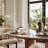 Modern Dining Room Sets, Pre-Assembly Round Dining Table Sets, Sintered Stone Tabletop Kitchen Dining Table Set With Upholstered Chairs-2009225172-2009225173-2009225170