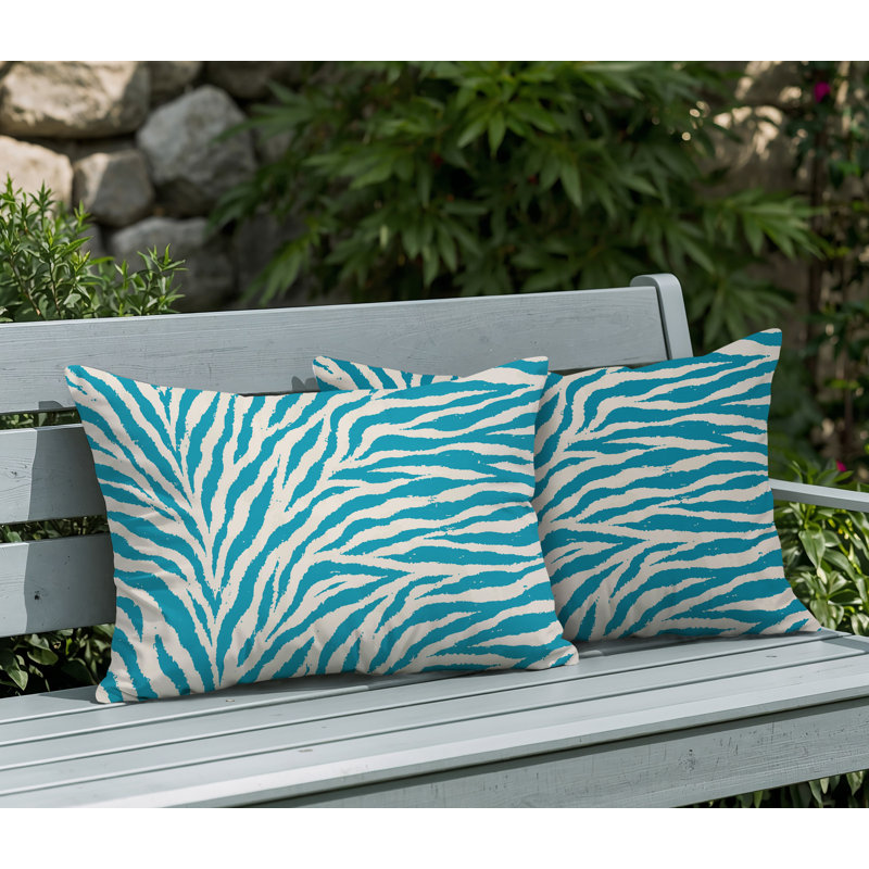 Oreiller réversible Jay Zebra, 20x14, Turquoise