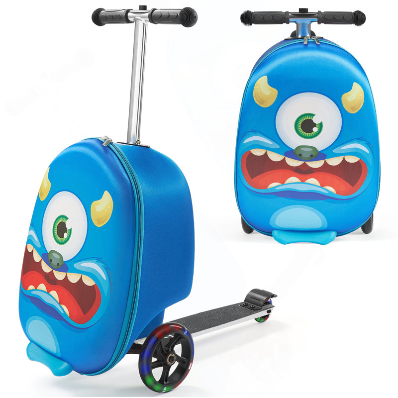 Ride-on Luggage 20-inch Kids Scooter Suitcase with Flash Wheels