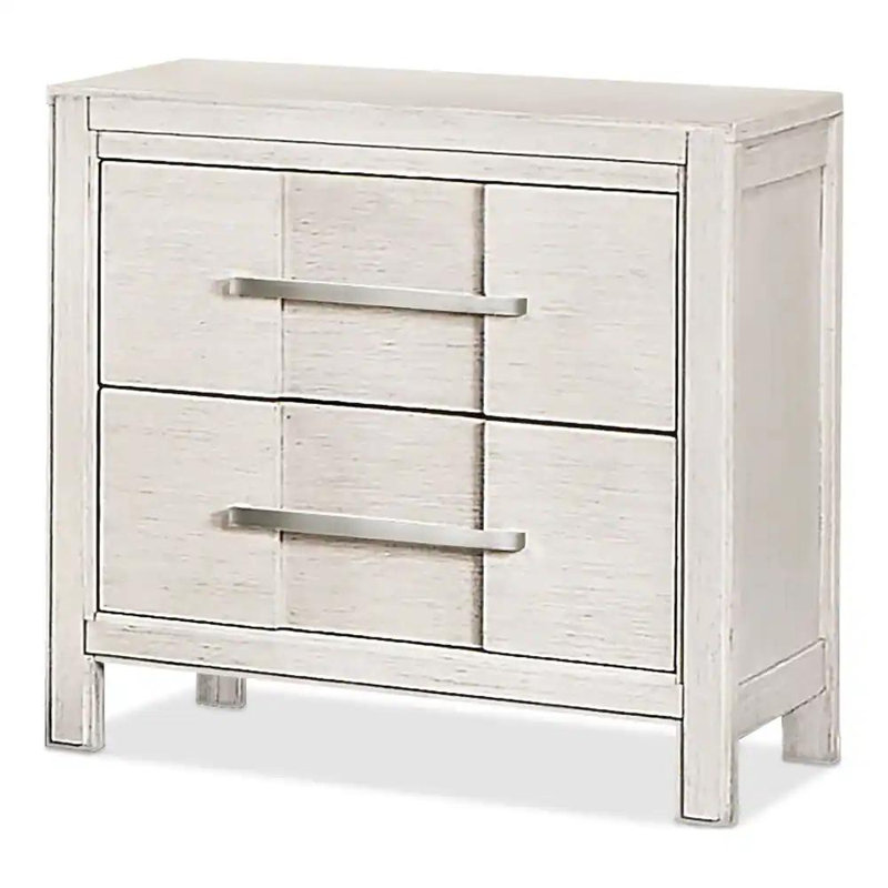 Cayer Solid Wood 2-Drawer Nightstand, White