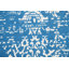 Tapis bleu noué à la main de conception unique 4 pi 10 po x 7 pi 11 po New Age