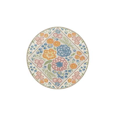 Washable Traditional Trapeze Patterned Multicolor Decorative Area Rug