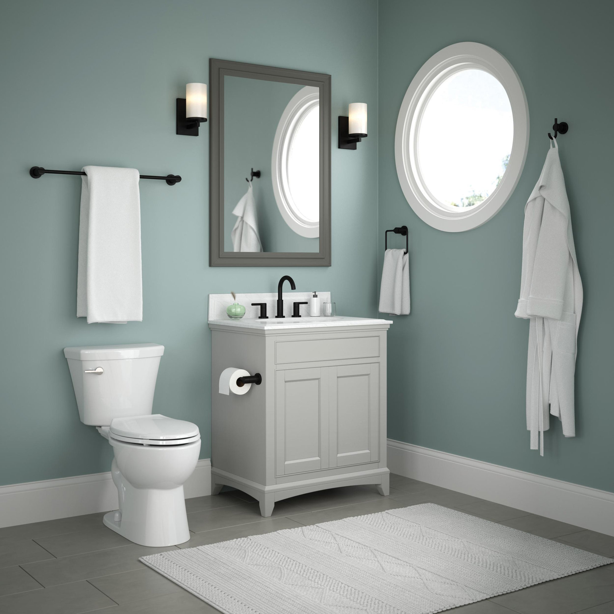 Nicoli 18 in. Wall Mount Towel Bar with 6 in. Extender Bath Hardware Accessory, Matte Black