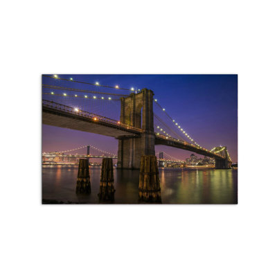 Brooklyn Bridge Night by Art Studio 53×80 cm MetalArt Materic Aluminum Satin Effect, Frameless Panel, Lightweight Ready to Hang