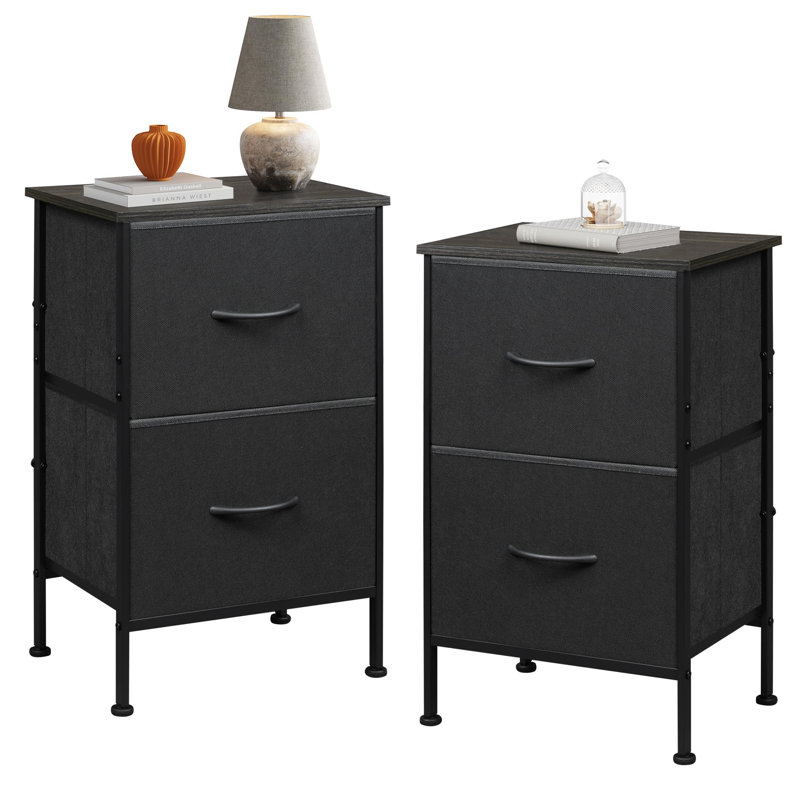 Ensemble de 2 tables de chevet avec 2 tiroirs Berinda , Noir, Ensemble de 2
