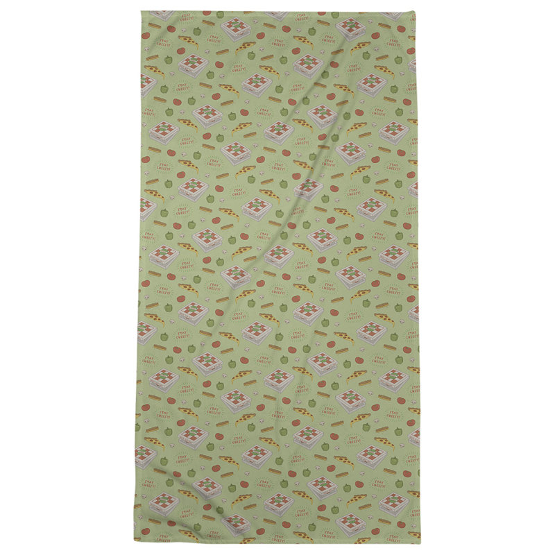 Katelyn Elizabeth Cotton Blend Bath Towel, Green/White/Gray
