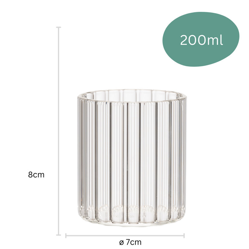 Zoha Borosilicate Glass Drinking Glass Set, 200ml