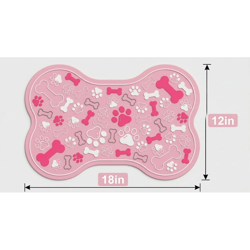 Petit tapis pour chien et chat en forme d'os absorbant rose clair 12 po x 18 po, napperon en caoutchouc à séchage rapide, accessoires pour animaux résistants aux taches