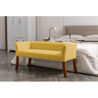Sabrina Fabric Upholstered Bench with Rubberwood Legs