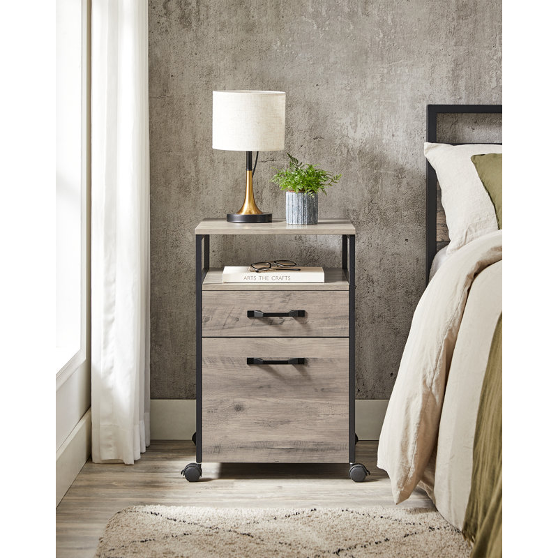 Brixton 41cm Wide 2 -Drawer Mobile File Cabinet, Greige/Black
