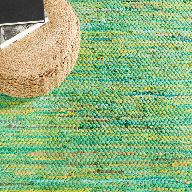 Arlesey Montauk Flat Weave Recycled Cotton Chindi Solid Color Rug, Rectangle 4' x 6'