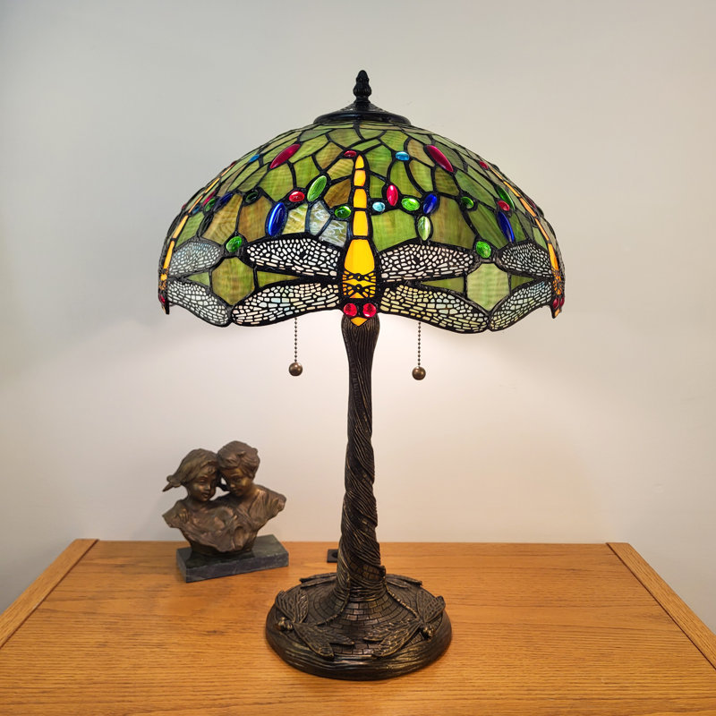Tiffany Style Dragonfly Table Lamp Green, Green