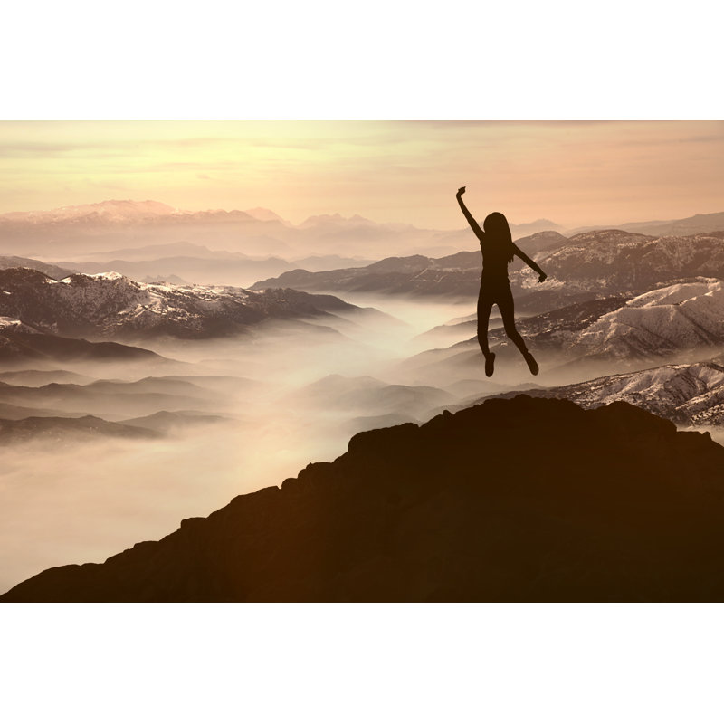 Woman Silhouette At Sunset On Hill by Gece33 - Wrapped Canvas Print, 51cm H x 76cm W x 3.8cm D