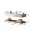 LEDE 48" Bathroom Vanity With Vessel Sink, Wall-Mounted Floating  Rectangular Acrylic Integrated Basin Without Faucet, Striped Shelves Layer, Natural Wood