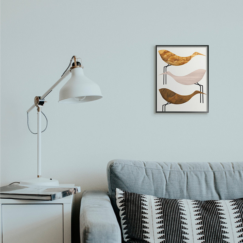 Abstract Tree Pattern Storks Minimal Rustic Birds by Daphne Polselli - Graphic Art Print, Black Framed