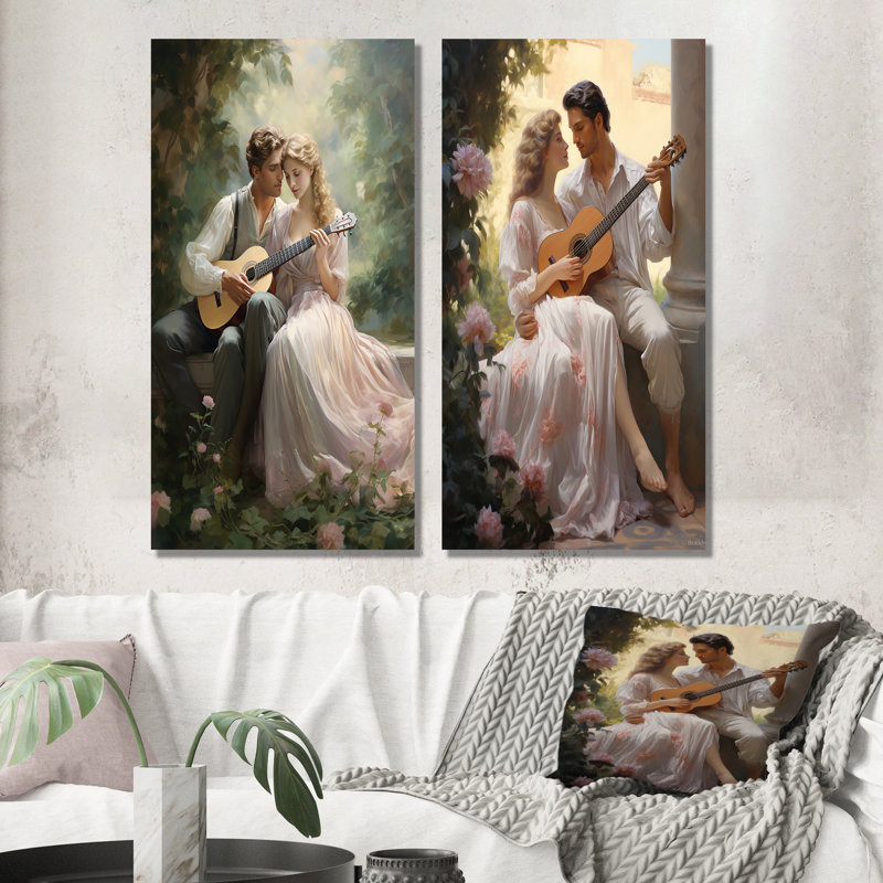 «Romantic Couple Landscape Serene», 2 pièces, Toile tendue, H 32 po x l 32 po