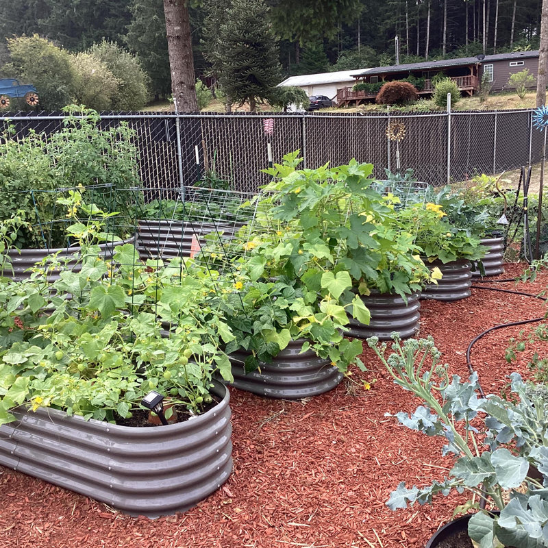 6x2x1.5ft Oval Metal Raised Garden Bed, Gray, 18" H x 24" W x 72" D