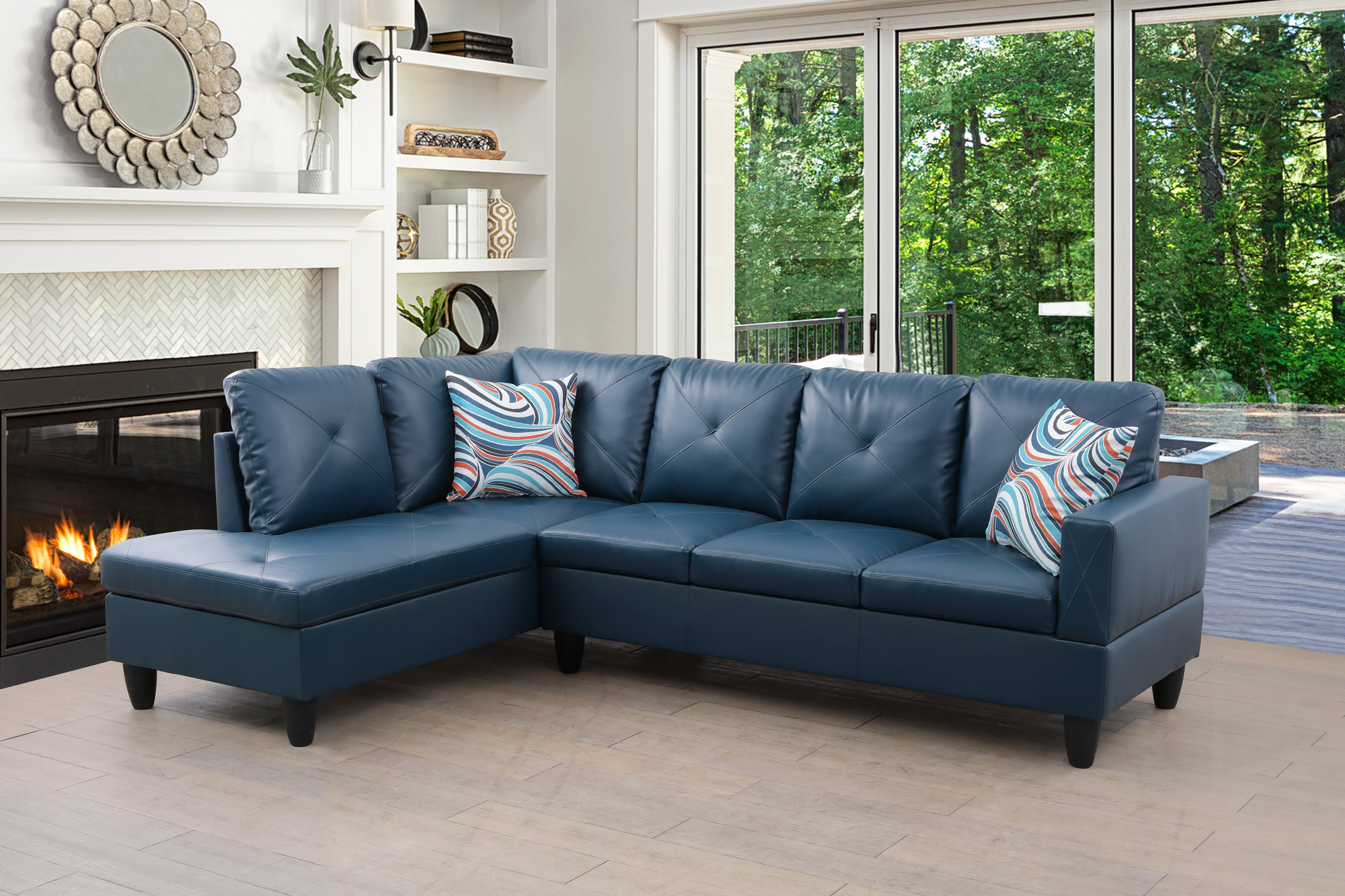 Ebern Designs Elaynah 2 - Piece Vegan Leather Sectional & Reviews | Wayfair