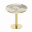 Table bistro ronde de 31,5 pouces avec plateau en faux marbre et structure en métal robuste