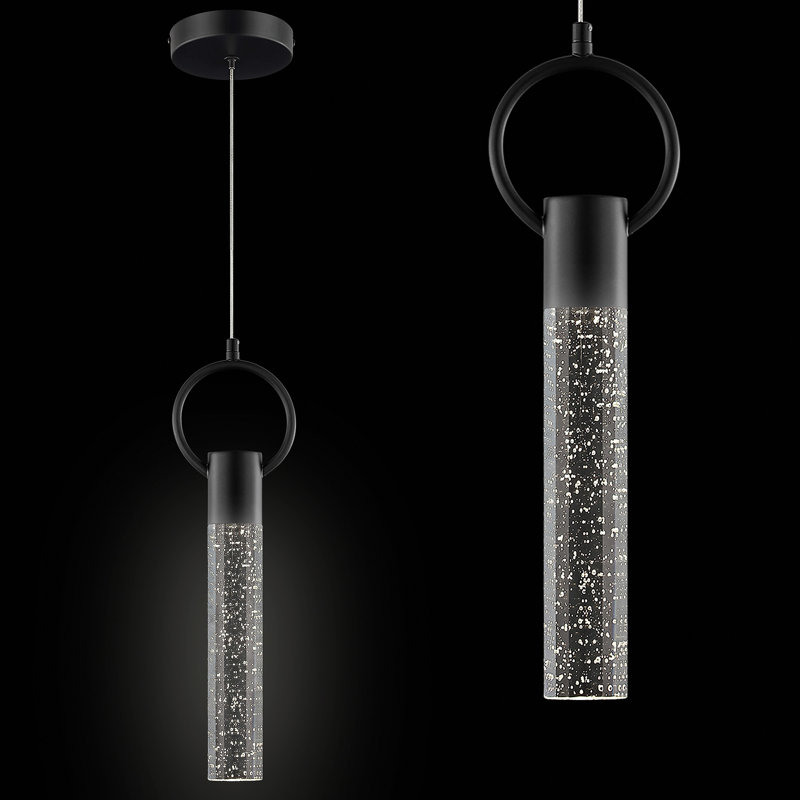 Luminaire suspendu en cristal Brevick, Noir, 1 lumières, Rond