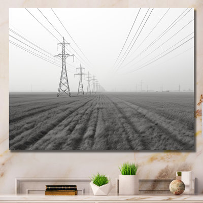 Lignes électriques noires et blanches Horizon I sur toile