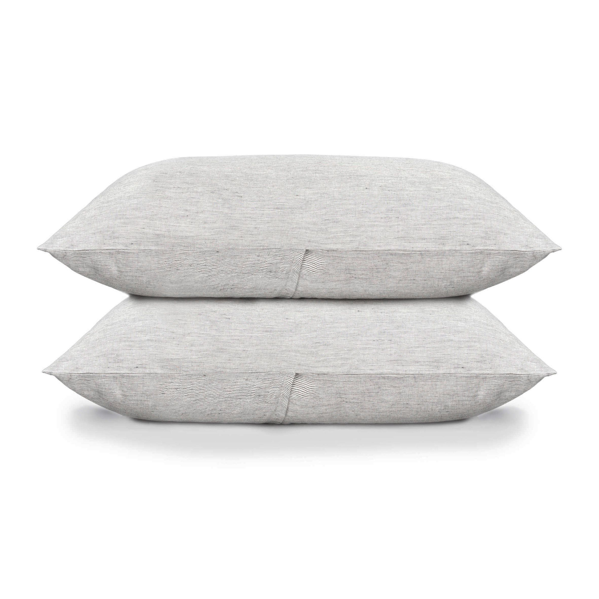 100% French Linen Pillowcase Set, Shadow Pinstripe, King Pillowcase