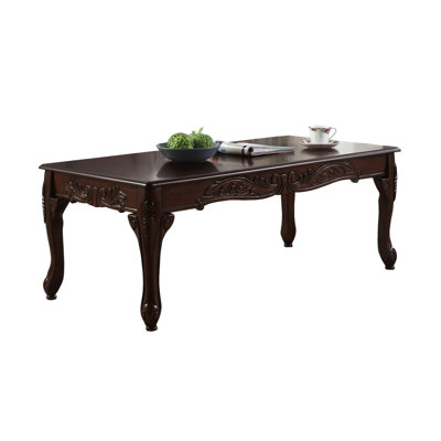 Dark Cherry Colored Ornate Coffee Table With A Classic And Elegant Design Finish Wood Graceful Appearance