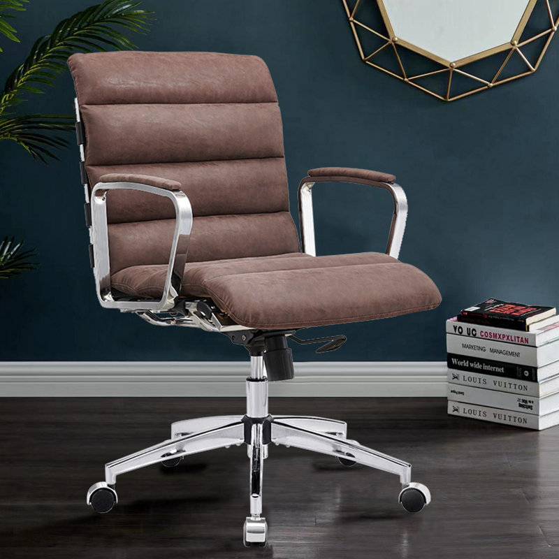 Fauteuil de bureau en simili cuir Denarious, Brun antique