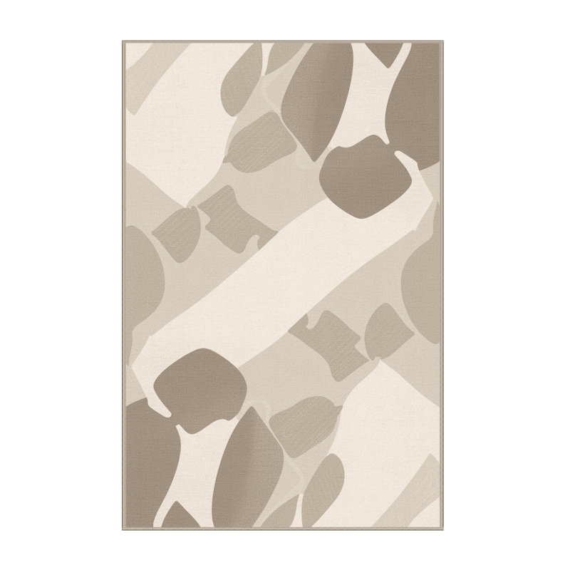 Tapis beige scandinave lavable à la machine lavable à la machine - reliure beige, 8 x 12