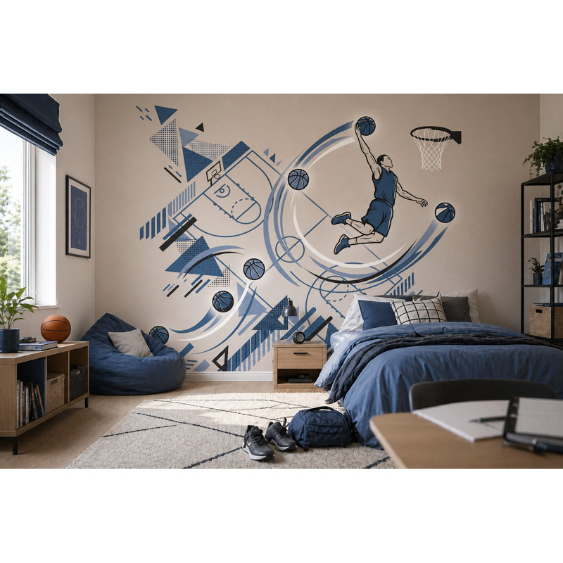 Murale Basketball, Peler et coller, 200 po x 120 po
