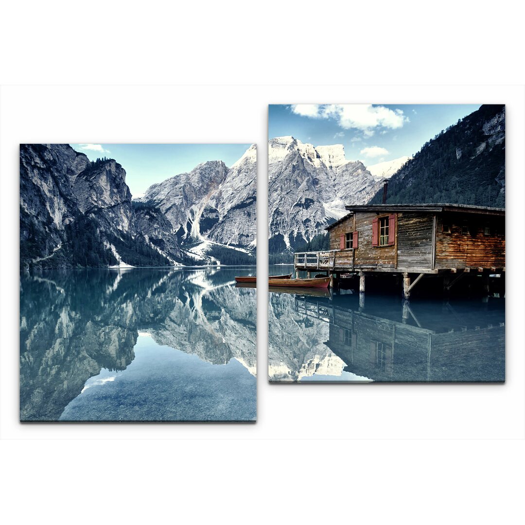 2-tlg. Leinwandbilder-Set Dolomiten Bergwelt in den Alpen