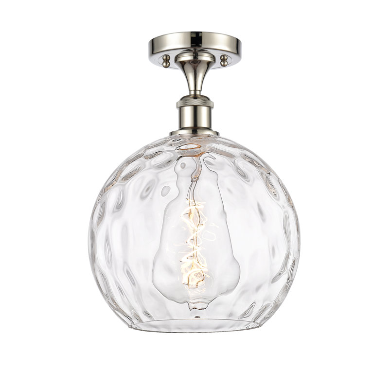 Plafonnier semi-encastré 1 lumière 8 po Cindi, H 15 po x l 10 po x P 10 po, Ampoule non incluse, Nickel poli