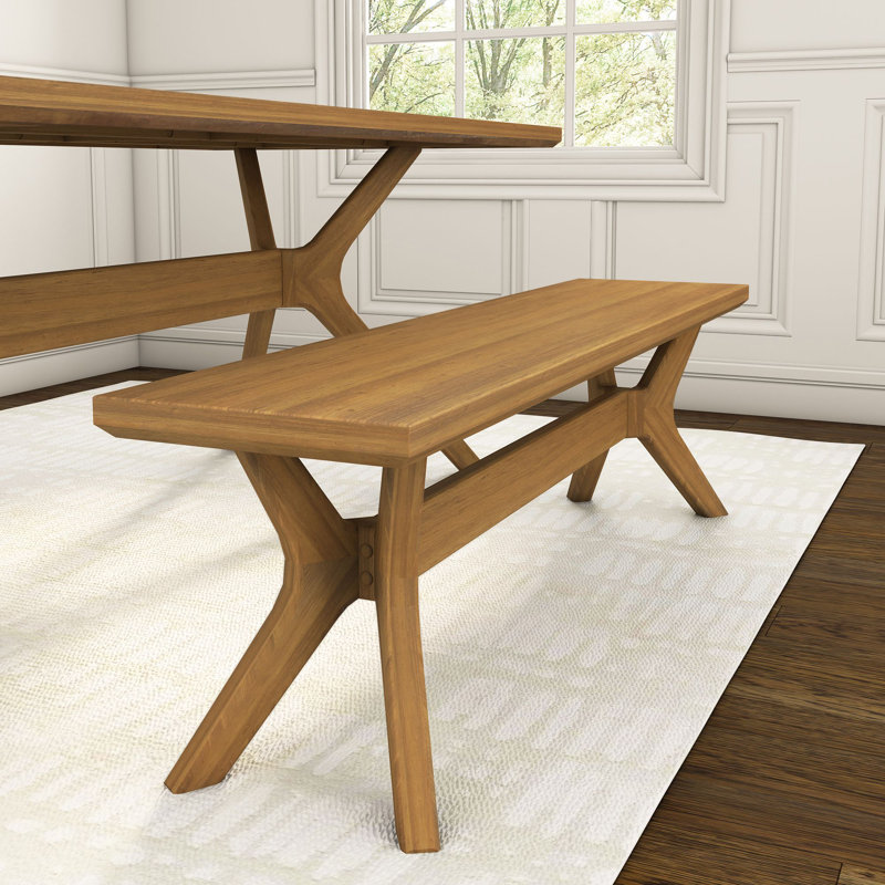 Banc de salle à manger à pieds croisés Muhsina (60 po / 1520 mm), Pécan