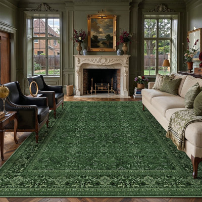 Isla Vintage Oriental Machine Washable Area Rugs With Non-Slip Backing