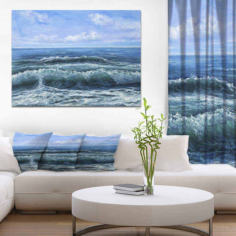 Vagues apaisantes-impression d’art graphique sur toile tendue, H 30 po x l 40 po x P 1,5 po