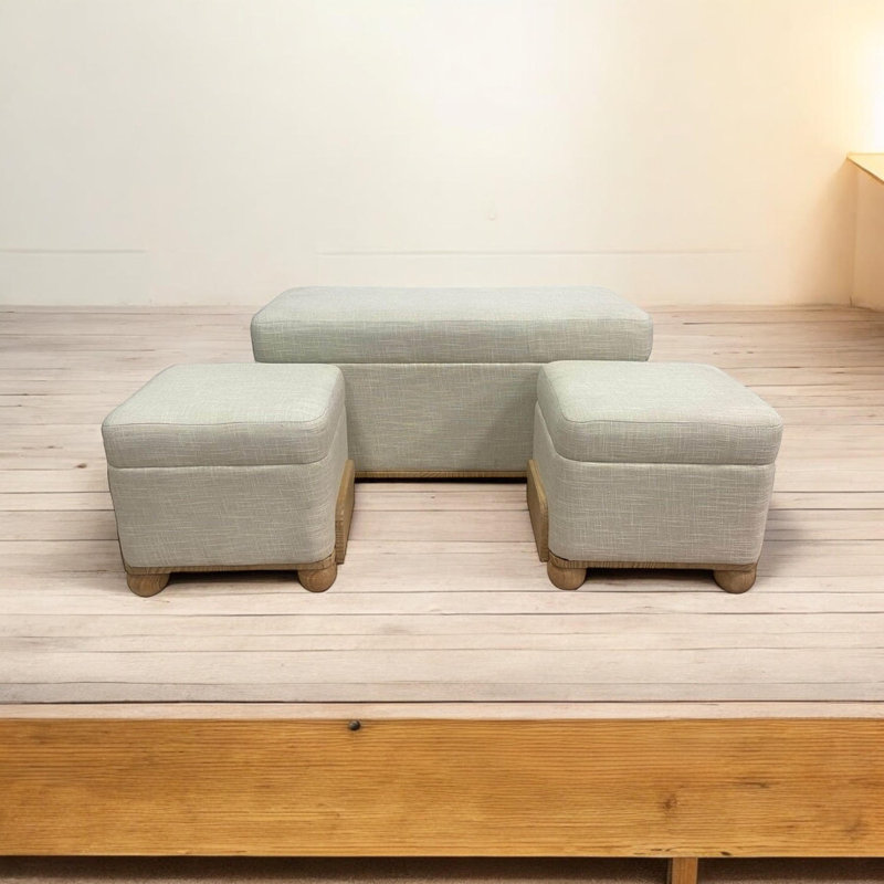 Persaus 93cm Wide Rectangle Solid Colour Standard Ottoman with Storage