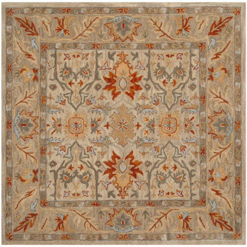 Antiquity Hand-Tufted Beige Area Rug, Square 6'