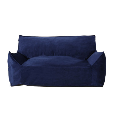 Navy Blue 2 Seater Oversized Bean Bag Chair With . Elegant And Relaxing Seat. Soft Foam Filling. Removable Covers For Practical Use. Ideal Home Furnishing. 60 In Depth X 40 Width 23 Height, 68 Lb